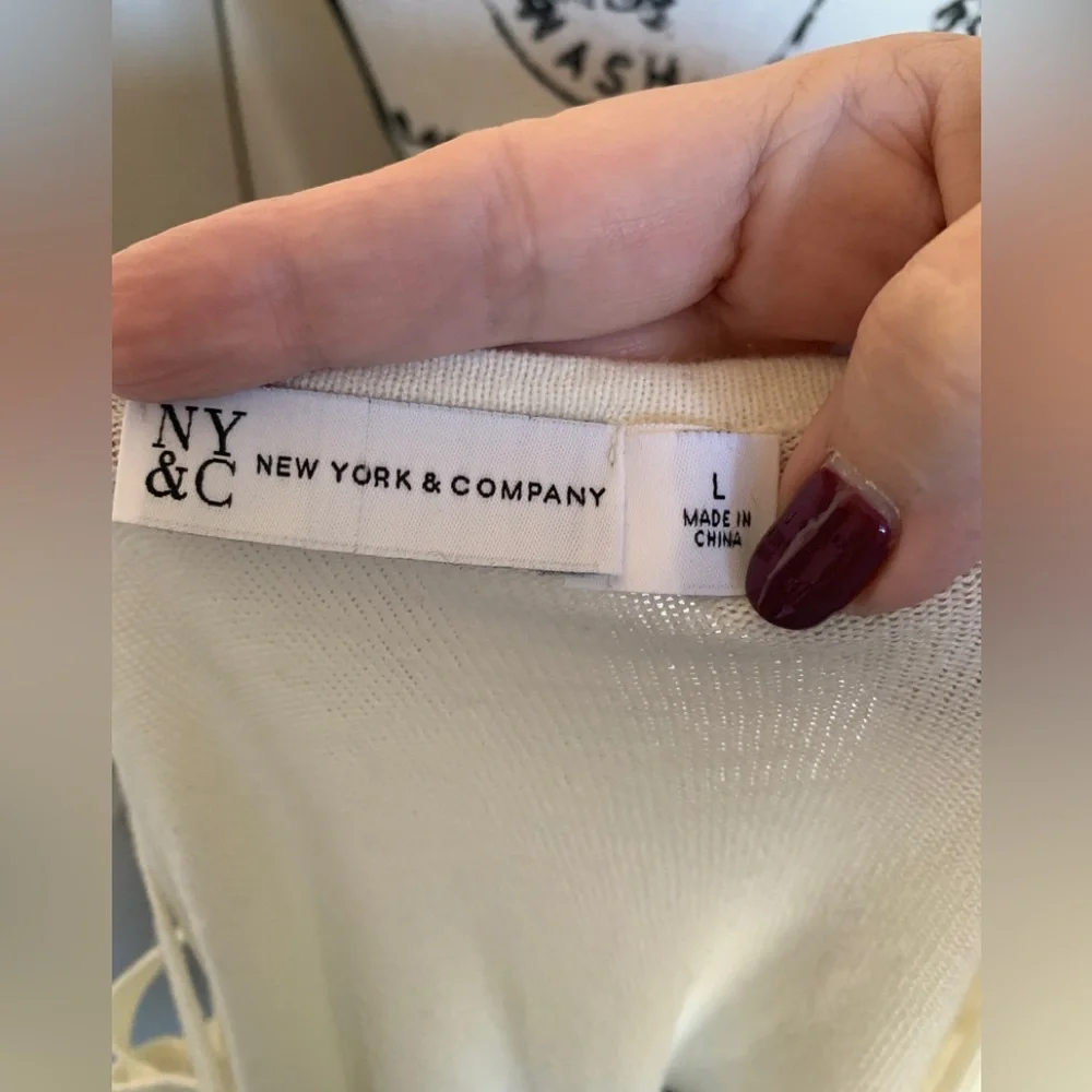 New York & Company Color Block Cold Shoulder Sweater